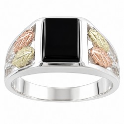 Black Hills Gold Sterling Silver Men's Ring w Onyx