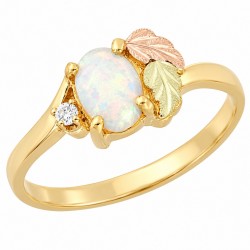 Black Hills Gold Lab. Opal and Diamond Ring for Ladies 