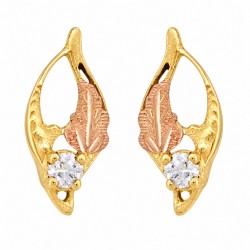 Small 10K Black Hills Gold Post Earrings w Diamond