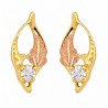 Small 10K Black Hills Gold Post Earrings w Diamond