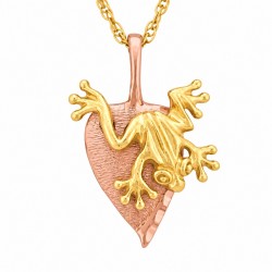 10K Black Hills Gold Rose Gold Leaf with Frog