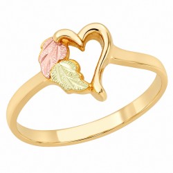 Ladies Black Hills Gold Heart Ring with Leaves
