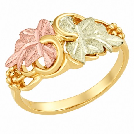 Ladies Black Hills Gold Ring with Leaves