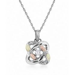 Black Hills Gold Sterling Silver LOVE KNOTS Pendant with Diamond