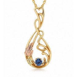 Lovely 10K Black Hills Gold Pendant w YOGO Sapphire