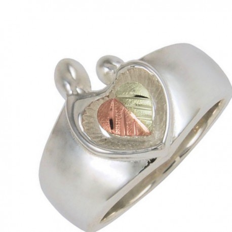 Black Hills Sterling Silver & 12k Gold Mother And Child Ring