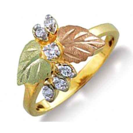 Landstroms Ladies Black Hills Gold .15Tw Diamond Ring with Leaves