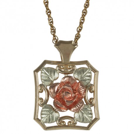 10K Black Hills Gold Rose Pendant