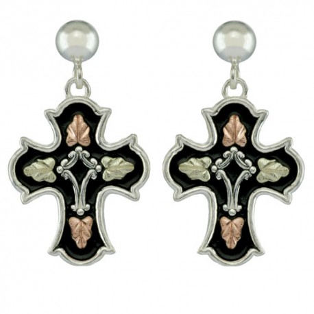 Black Hills Antiqued Sterling Silver Cross Earrings
