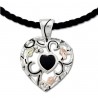 Black Hills Gold Sterling Silver Heart Pendant with Black Cord