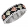 Black Hills Gold on Antiqued Sterling Silver Men's Wedding Band Ring