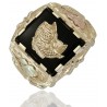 Black Hills Gold Mens 10K Gold Fish Ring with Onyx