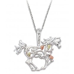 Black Hills Gold Sterling Silver Horse Pendant Necklace