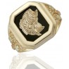 Black Hills Gold Fish Onyx Mens Ring