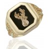 Black Hills Gold Deer Onyx Mens Ring