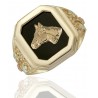 Black Hills Gold Horse Onyx Mens Ring