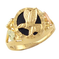  BLACK HILLS GOLD LADIES 10X12MM ONYX EAGLE RING