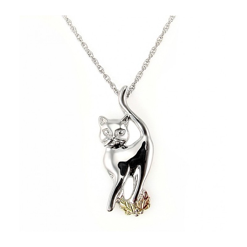 Black Hills Gold Sterling Silver and 12K Gold Cat Necklace ...