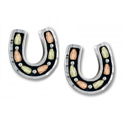 Black Hills Gold Sterling Silver and 12K Gold Horseshoe Earrings