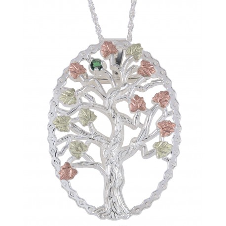 Family Tree Birthstone Silver Necklace and Brooch