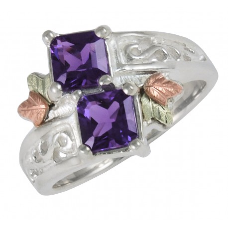 Black Hills Gold Sterling Silver Amethyst Ring