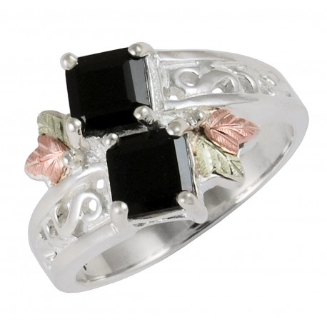 Black Hills Gold Sterling Silver Onyx Ring