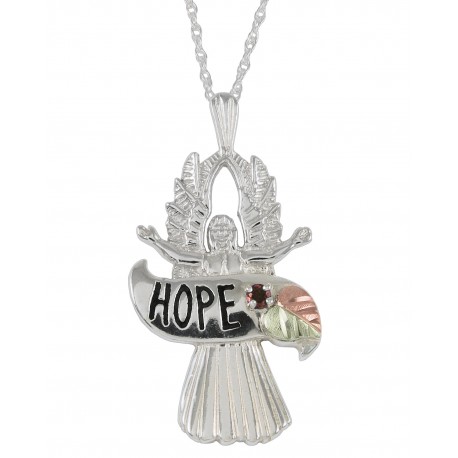 Black Hills Gold on Sterling Silver Birthstone Angel 'hope' Pendant Necklace