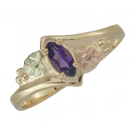 10K Black Hills Gold Ladie's Ring with Amethyst