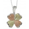 Black Hills Gold Ladies Sterling Silver 4 Leaf Lucky Clover Pendant Necklace