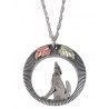 Black Hills Gold Sterling Silver Wolf Pendant w Necklace