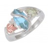 Black Hills Gold on Sterling Silver Aquamarine Ladies Ring 