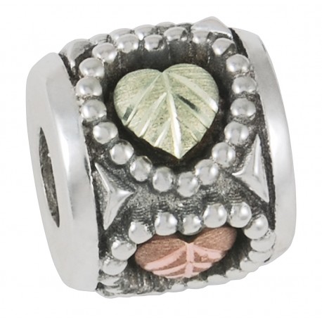 Black Hills Gold Sterling Silver Memory Bead with Hearts