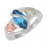 Black Hills Gold on Sterling Silver Blue Topaz Ladies Ring 