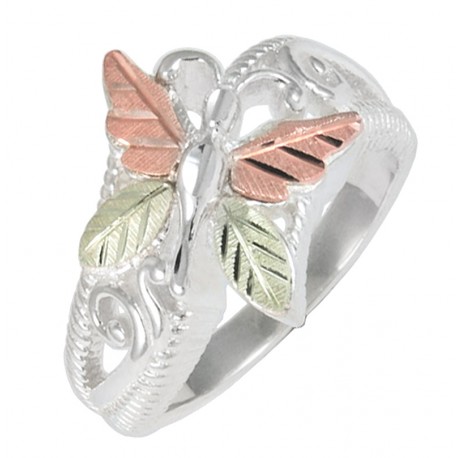  Black Hills Gold on Sterling Silver Butterfly Ring