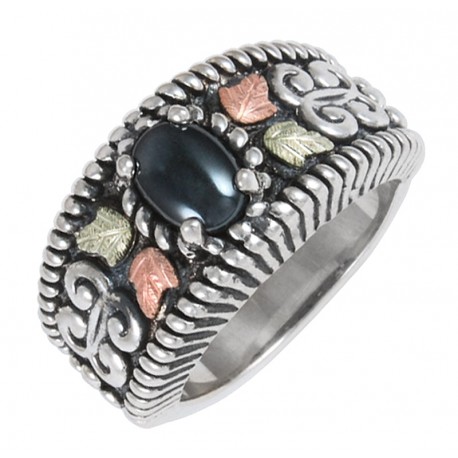 Black Hills Gold on Sterling Silver Ladies Ring with Hematite