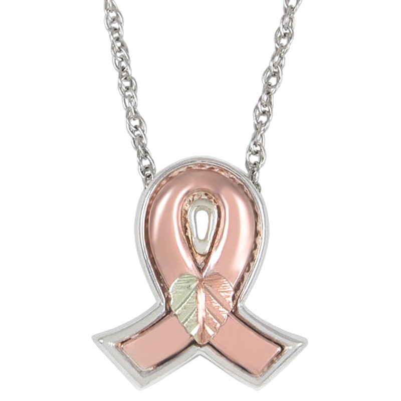 Black Hills Gold on Sterling Silver Breast Cancer Awareness Ribbon