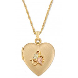 Black Hills Gold Heart Locket with 12K Gold Leaves 