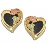 10k Black Hills Gold Onyx Heart Earrings