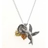Black Hills Gold On Sterling Silver Hummingbird Pendant
