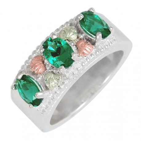 Black Hills Gold on Sterling Silver Mt. St. Helens Emerald Ring