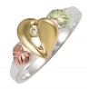 10K Black Hills Gold on Sterling Silver Heart Ring with Diamond