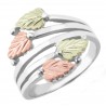  Black Hills Gold Leaves on Sterling Silver Ladies Ring