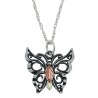 Black Hills Gold on Sterling Silver Butterfly Pendant