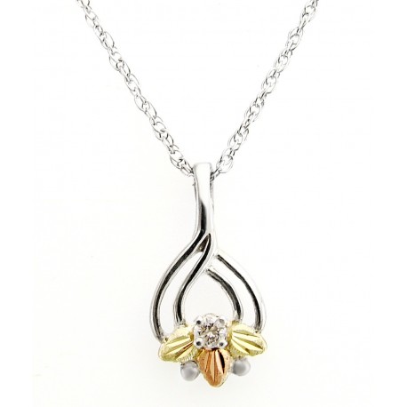 Black Hills Gold on Sterling Silver Pendant with Diamond