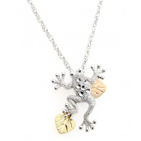 Black Hills Gold Ladies .925 Sterling Silver Frog Pendant Necklace