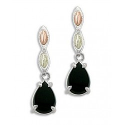 Black Hills Gold on Sterling Silver Earrings with Onyx