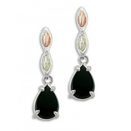 Black Hills Gold on Sterling Silver Earrings with Onyx