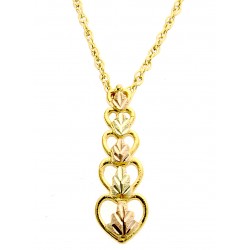 10K Black Hills Gold Hearts Pendant w Gold Filled Chain