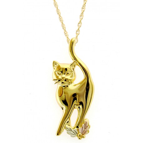 10K Black Hills Gold Cat Pendant
