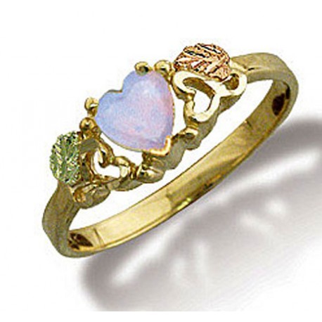 Black Hills Gold Ladies Opal Heart Ring